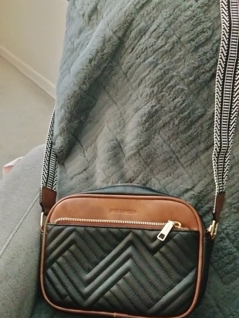 Stylish Brown & Black Crossbody Bag by